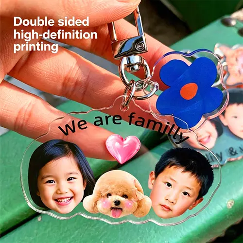 Custom Acrylic Baby Pets Photo Keychain with Little Pendant Personalized Picture Keyring Double Side Print Cartoon Key Chain - Image 6