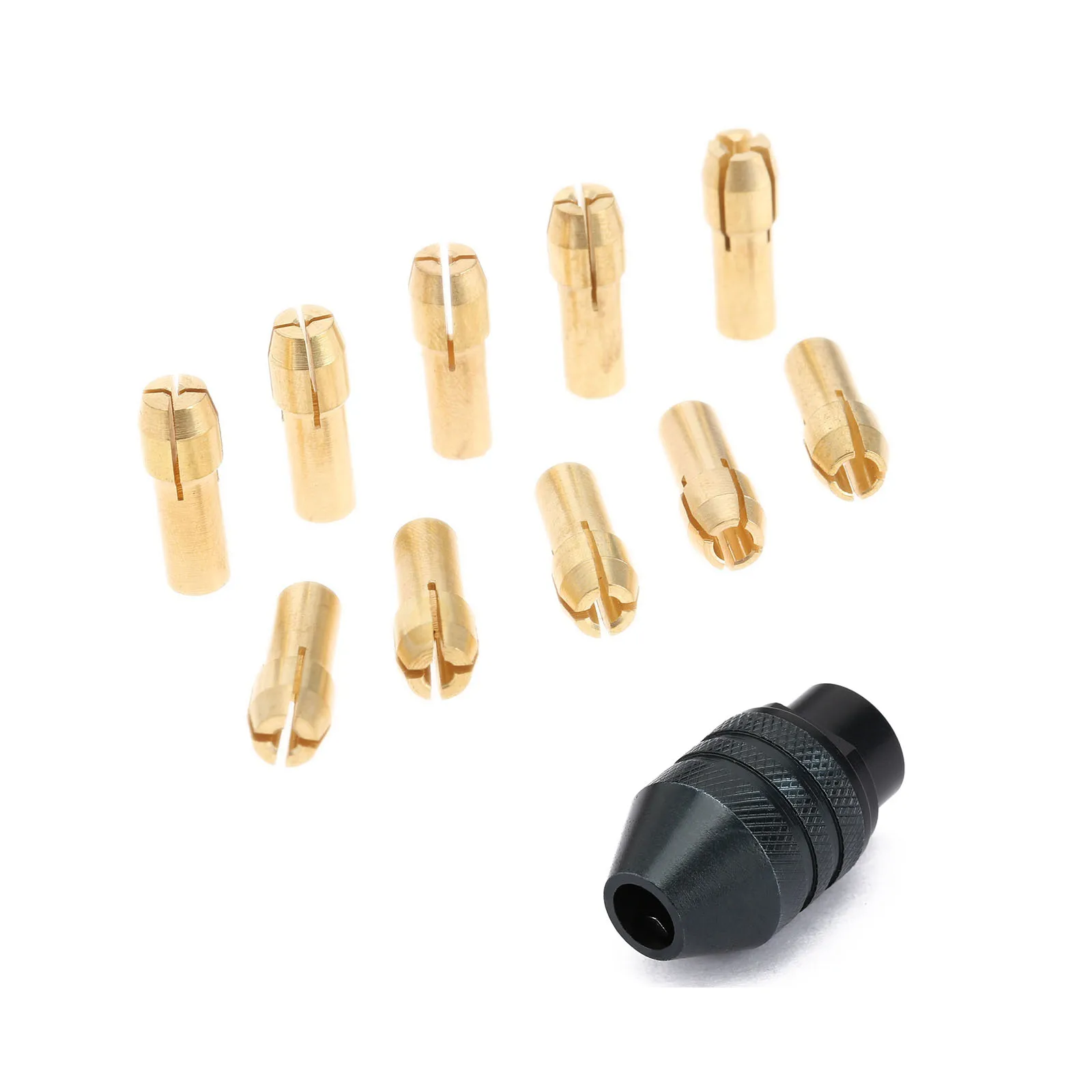 Mandrino per pinza in ottone da 11 pezzi mandrino per trapano da 0.5-3.2mm gambo da 4.3mm + 7*0.75 a coda lunga mandrino senza chiave multiplo Dremel accessori per utensili rotanti