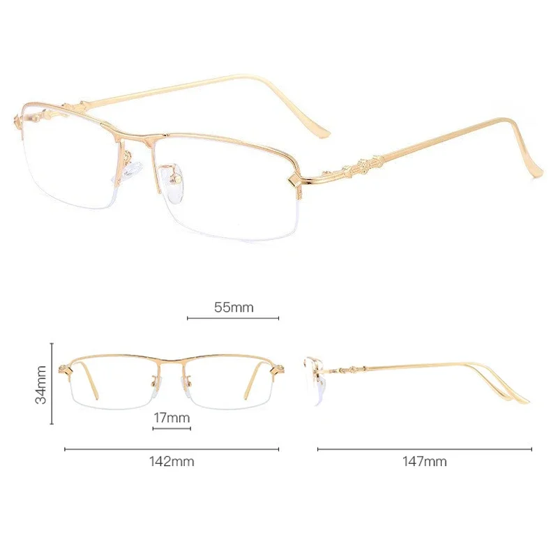 Fashion Trend Minus Glasses for Women Men Vintage Half Frame Computer Myopia Eyewear Anti Blue Light Finished Near Sight Glasses