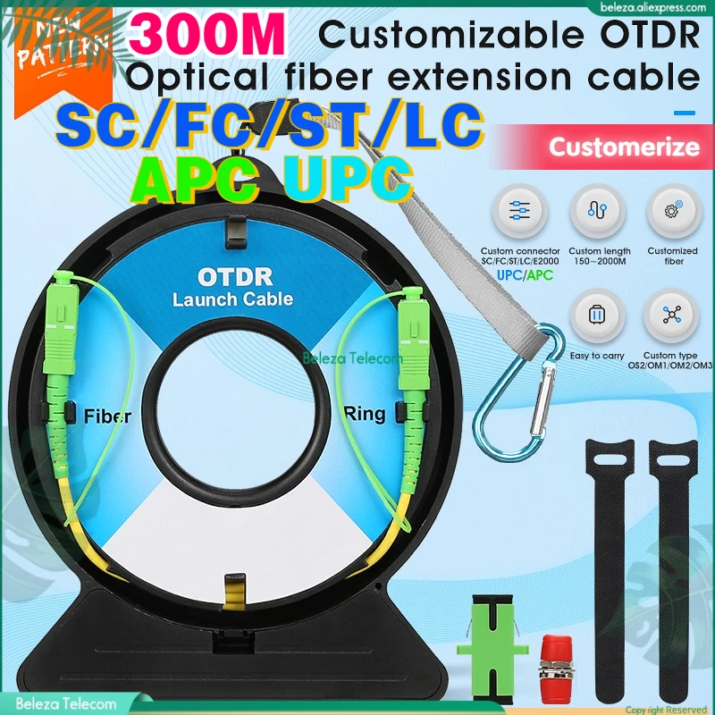 

Beleza SC FC ST LC - APC / UPC OTDR Dead Zone Eliminator Fiber Rings 300M Fiber Optic OTDR Launch Cable Box SC APC - SC UPC