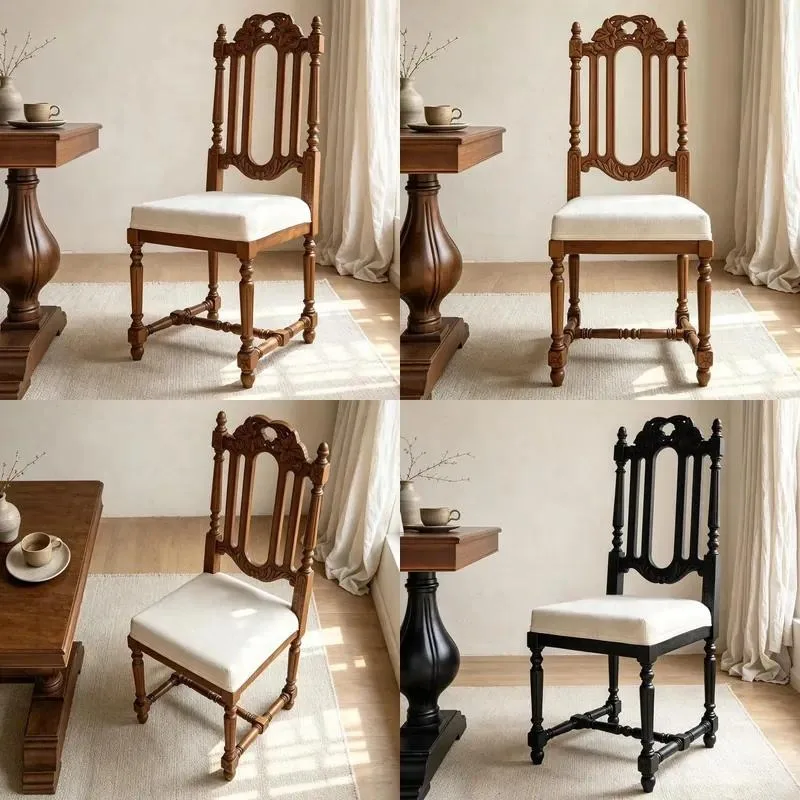 Modern Antique Solid Wood Dining Chair Eco Friendly Durable Household Furniture for Living Room Kitchen