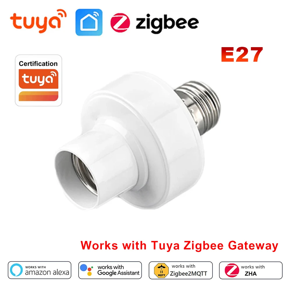 Tuya Zigbee Smart Lamp Holder Switch E27 E26 Bulb Socket Adapter Smart Life APP Timing Voice Control Work with Alexa Google Home