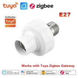 Interruptor de portalámparas inteligente Tuya Zigbee, adaptador de enchufe de bombilla E27 E26, aplicación Smart Life, temporizador, Control de voz, funciona con Alexa y Google Home