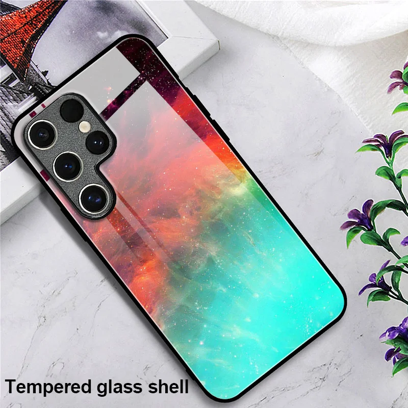 For Samsung S24 Ultra Case Luxury Universe Tempered Glass Phone Case For Samsung Galaxy S20 FE S21 Plus S22 S23 Ultra Back Cover