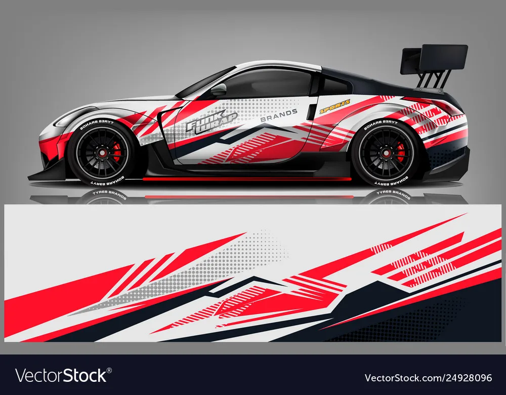 Red Racing Car Graphic Decal Full Body Racing Vinyl Wrap Car Full Wrap Sticker Decorative Car Decal Length 400cm Width 100cm