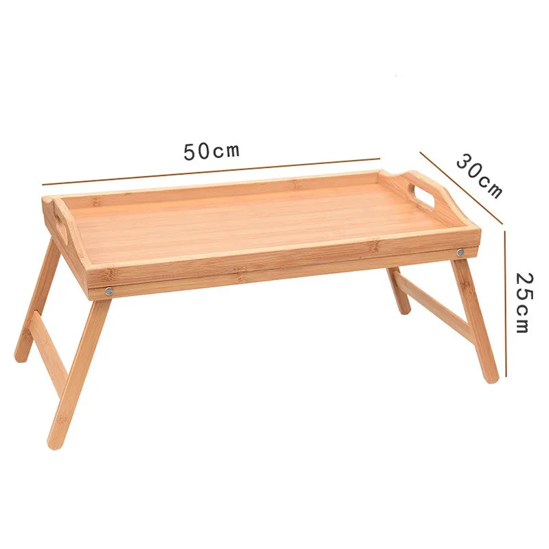 Portable Laptop Desk Bamboo Wood Bed Tray Breakfast Tea Food Serving Table Aluminum alloy Folding Leg Laptop Desk