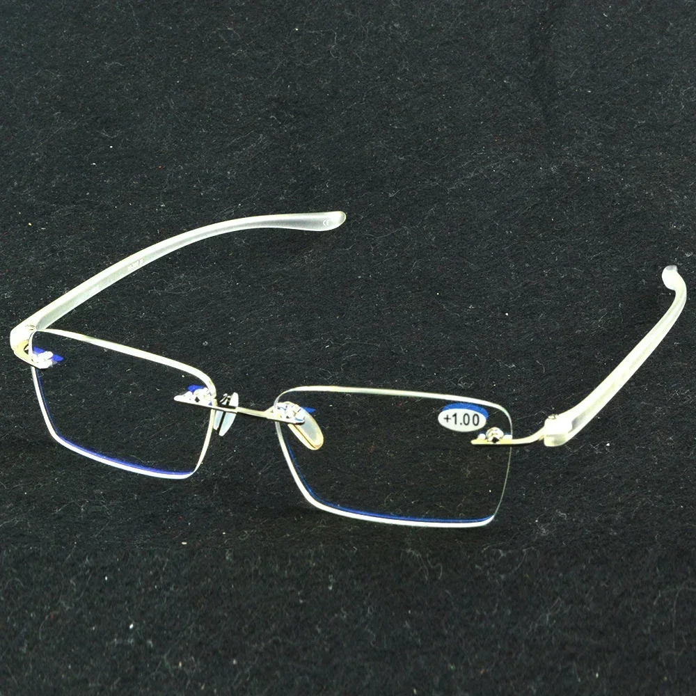 

Clara Vida Business Style Light Antiblue Light Reading Glasses Men Frameless Clear Lens Comfortable Glasses Women +0.75 to +4