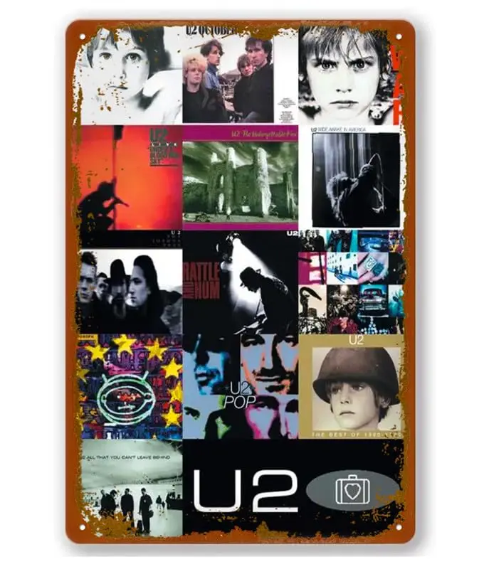 U2 Albums Giant Poster Tin Sign Vintage Metal Sign Bar Club Wall Art Decoration 8X12 Inches