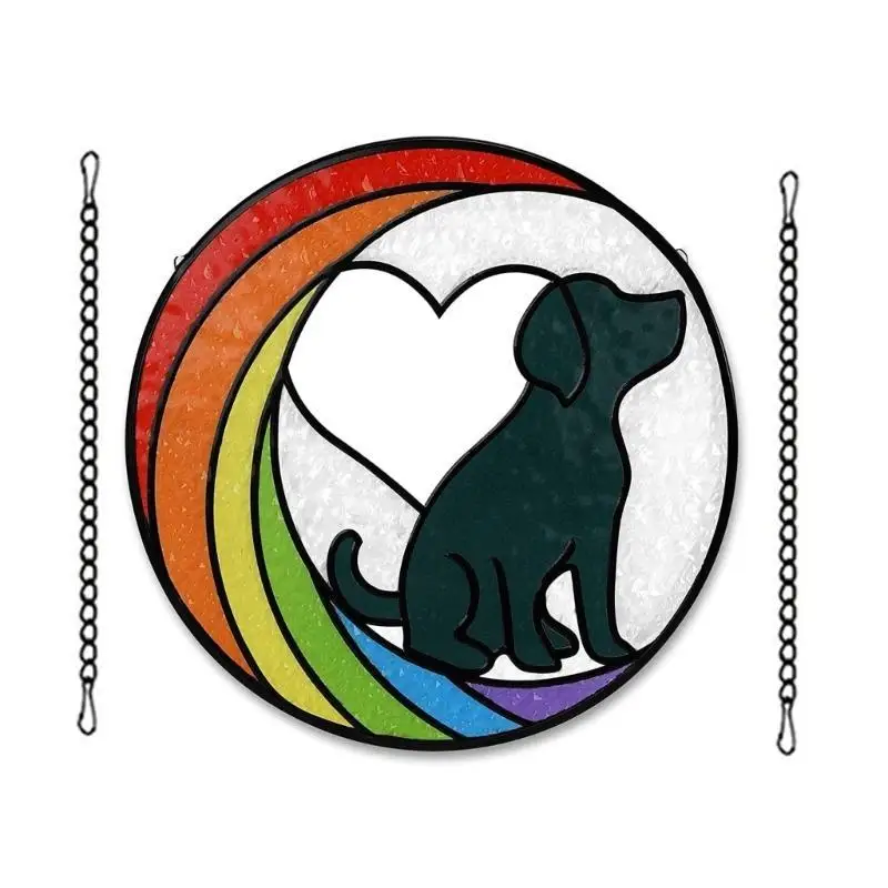 

G6KF Handmade Stained Glass Dog On Moon Lovely Pet Memorial Gift for Grieving Dogs