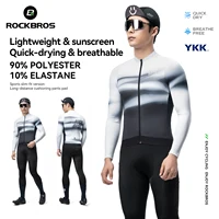 Maillot de Ciclismo ROCKBROS para Hombre, Ajuste Entallado, Manga Larga, Ropa de Ciclismo de Primavera, Camiseta de Ciclismo con Cremallera Completa
