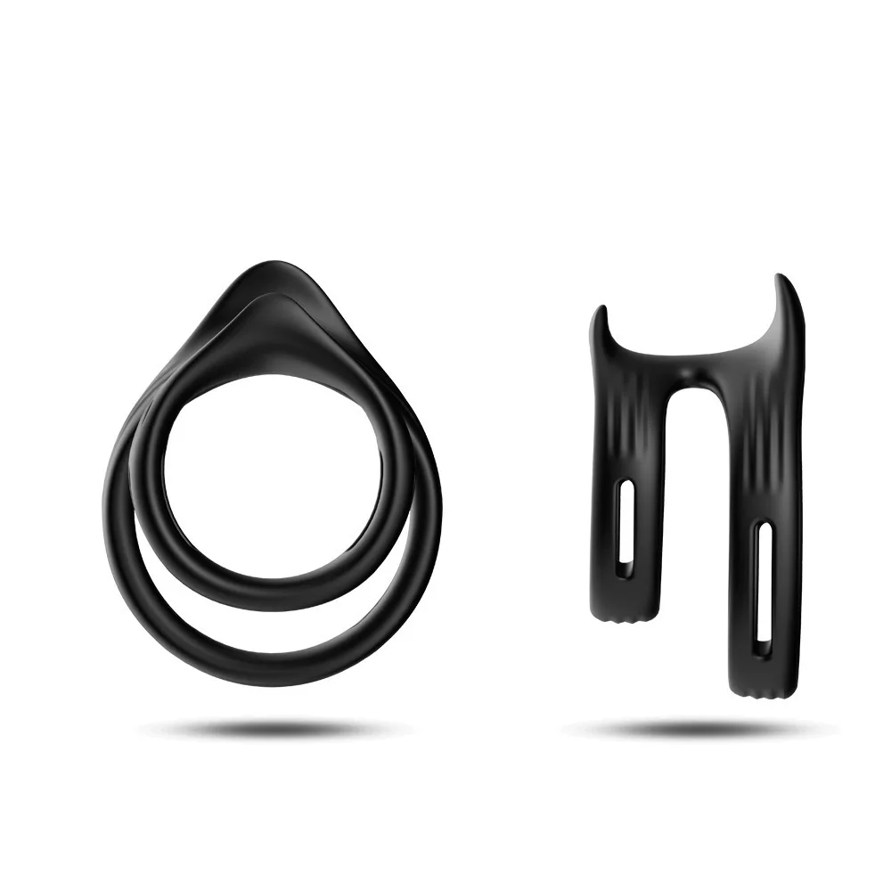 Anillo doble de silicona para hombres, retardante de la eyaculación, juguete erótico para adultos para parejas