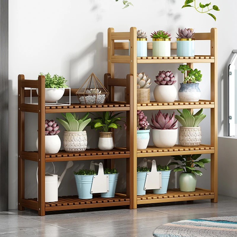 Window Flower Shelf Plant Shelves Multilayer Floor Type Solid Wood Outdoor Plant Shelves Balcony Garden Furniture Support FYPS