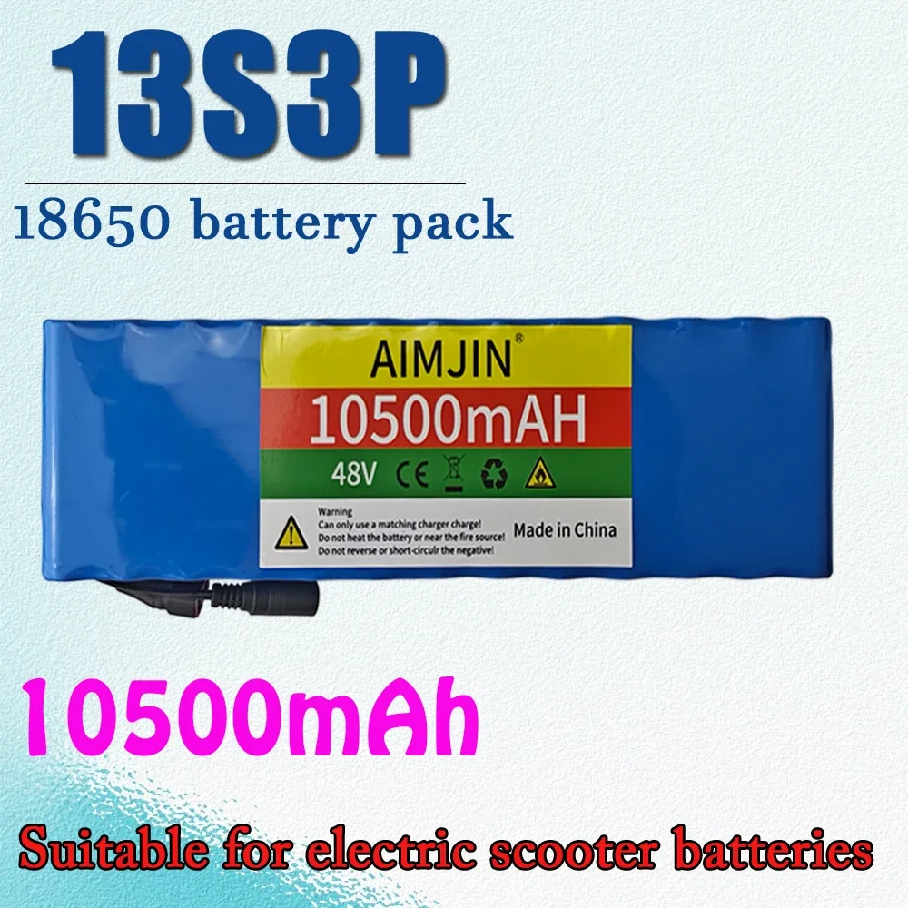 

48V 10.5Ah 13S3P 18650 lithium-ion battery pack 10500mAh 500W-1000W high-power electric battery with built-in intelligent BMS