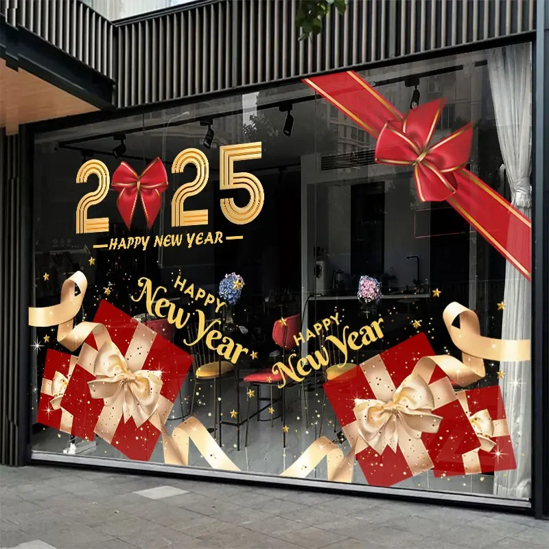 2025 New Year Christmas decorations scene layout atmosphere window stickers window static stickers glass door stickers