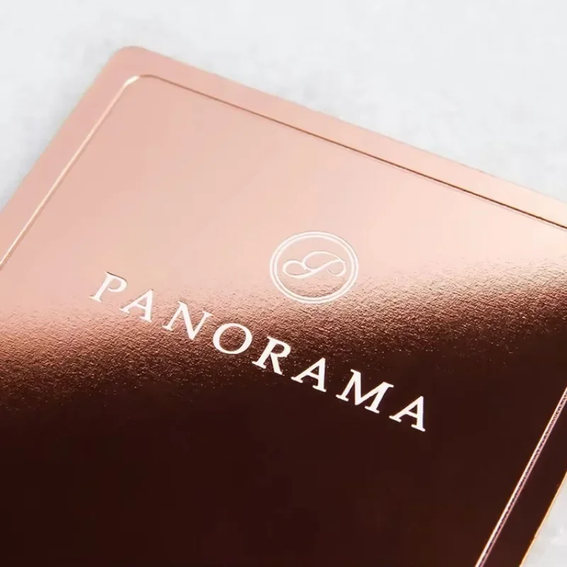 بطاقات ائتمان معدنية فارغة فاخرة عالية الجودة بحجم بطاقات عمل معدنية من الفولاذ المقاوم للصدأ باللون الذهبي الوردي