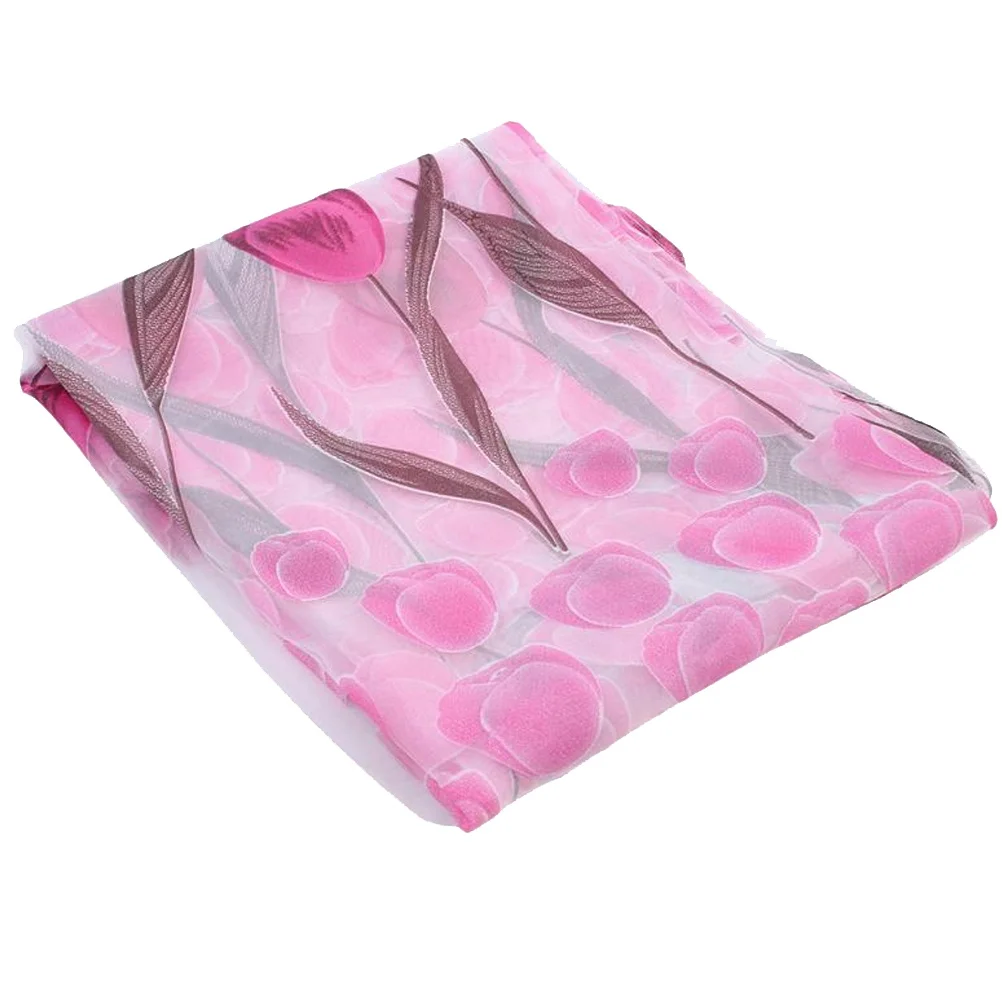 ستائر فوال 100 × 200 سم مع لوحة نافذة تصفية ضوء شفافة مطبوعة على شكل توليب لغرفة المعيشة وغرفة النوم والخصوصية باللون الوردي