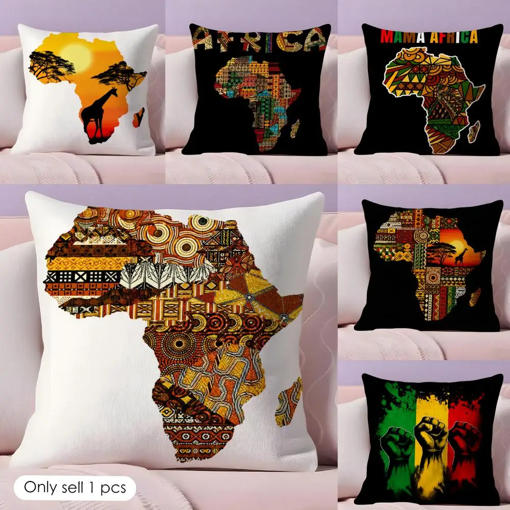 

Map Of Africa Geometrics Cushion Cover Short Plush Soft Double-Sided Printing Pillow Case Cozy Sofa Bedroom Home Decor Gift