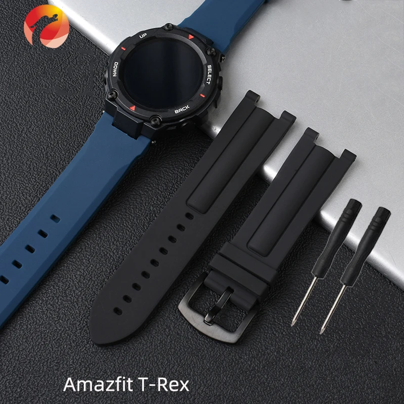 Silicone Rubber Watch Band For Amazfit T-Rex Huami Tyrannosaurus Rex Outdoor Sports Strap 24mm Notch Special Interface Bracelet