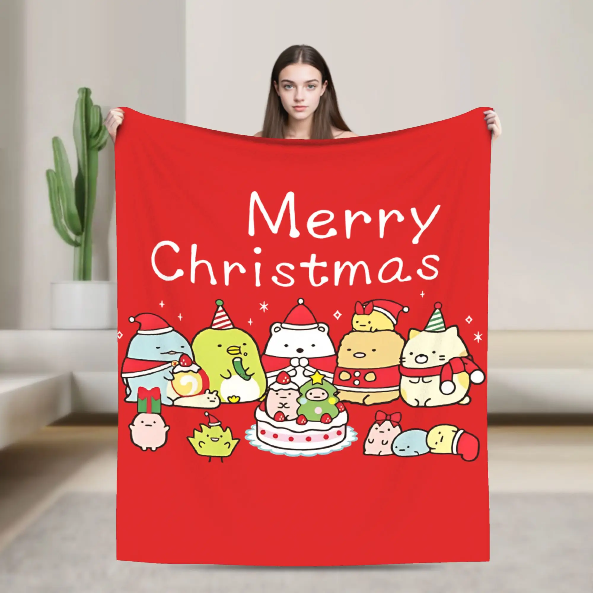 Sumikkos Gurashis Merry Christmas Blanket  Wool Funny Soft Throw Blanket for Coverlet Decoration