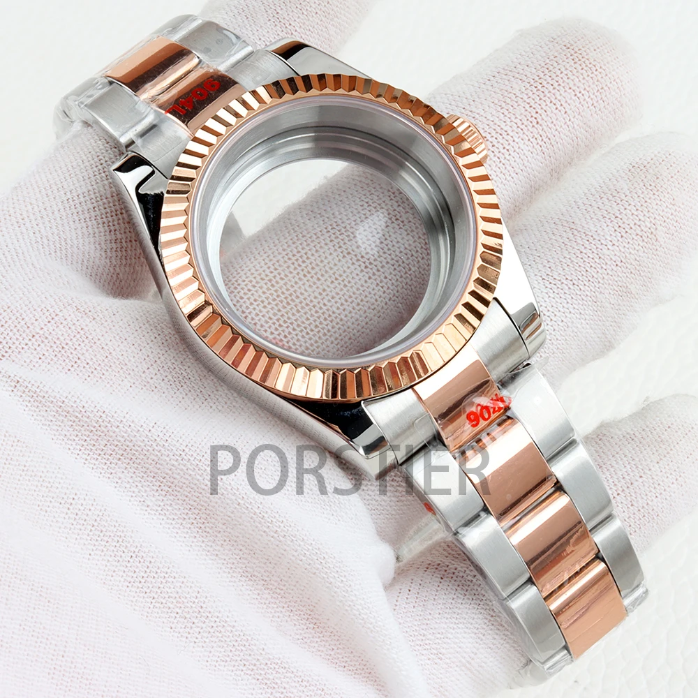 

36/39mm NH35 Case Sapphire Glass Solid 316L Stainless Steel Oyster Polished Bracelet for NH35 NH36 Movement Datejust 28.5mm Dial