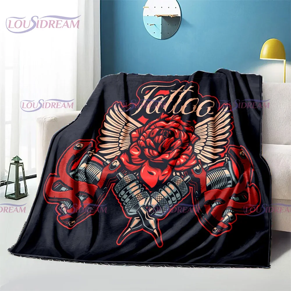 My Tattoo Blanket Throw Blanket All Seasons Home Sofa Decor Cover Nap Blanket Travel Warm Blanket Rose Tattoo Studio Gift