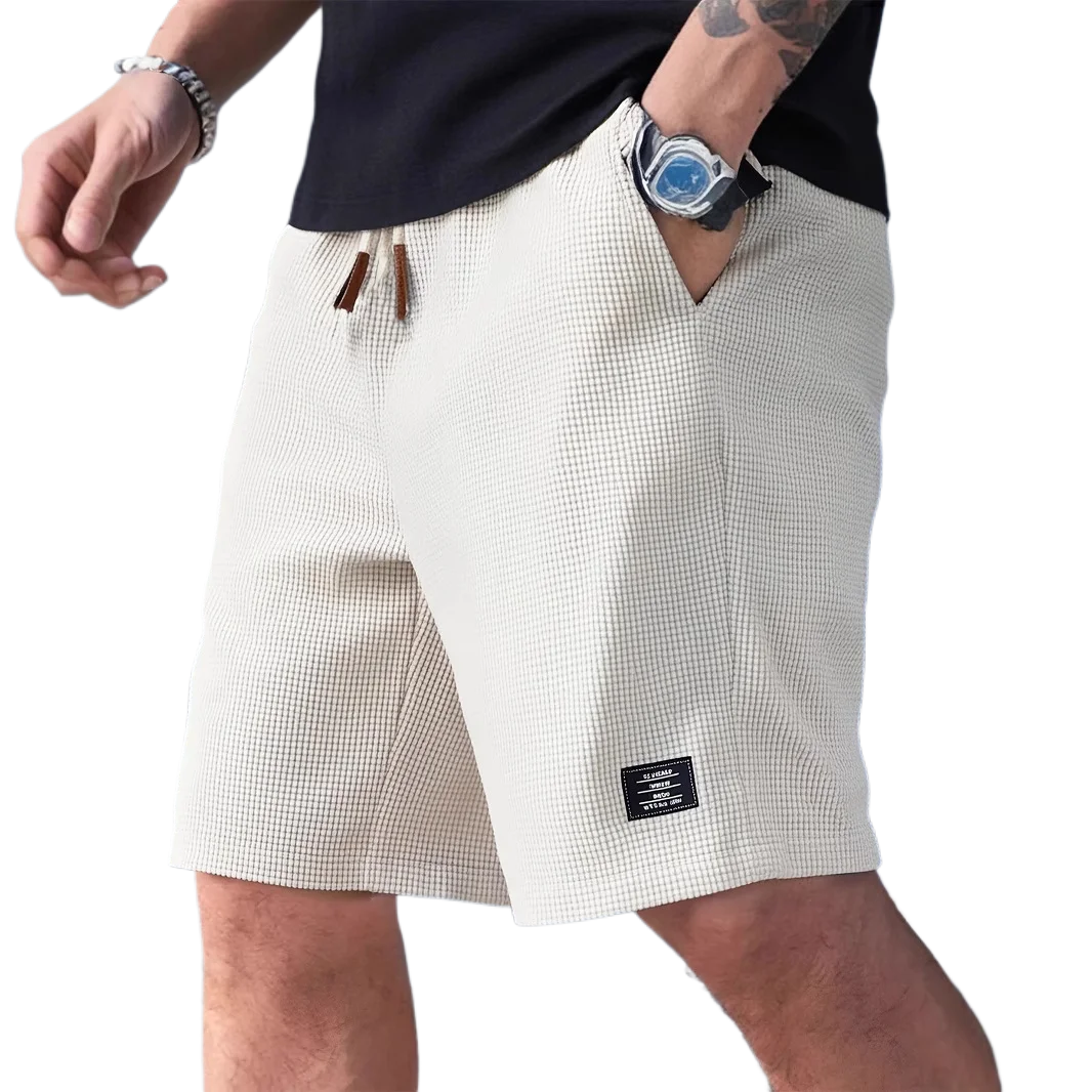Mens Pineapple Grid Shorts Summer Loose Five-point Pants Casual Sport Shorts Big Size For Men