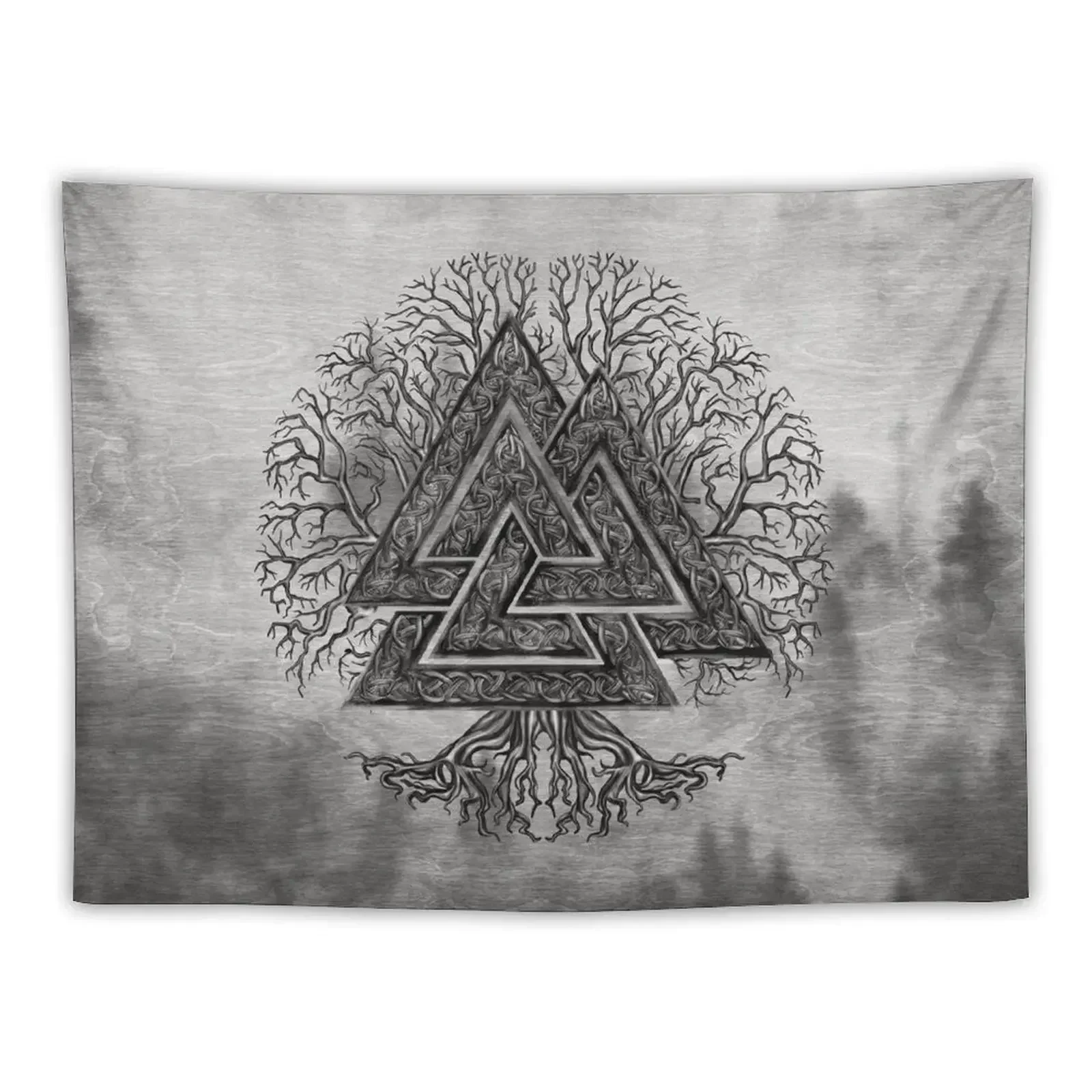 

Valknut and Tree of Life Yggdrasil Tapestry Bedroom Decor Aesthetic Decorative Wall Mural Tapestry