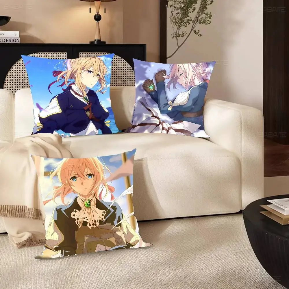 Violet Eternal Garden Animated Movie Pillow Case Fashion Square Pillowcase Bedroom Sofa Room Ins Decoration Leisure