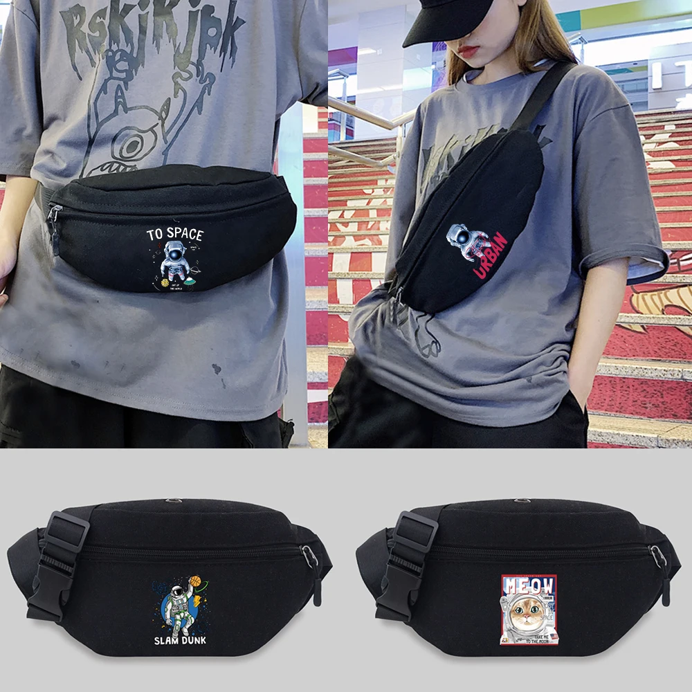 Women's Waist Bag Men Chest Messenger Bags Outdoor Sport Crossbody Bag Astronaut Pattern Printed Travel Phone Purses Belt Bag