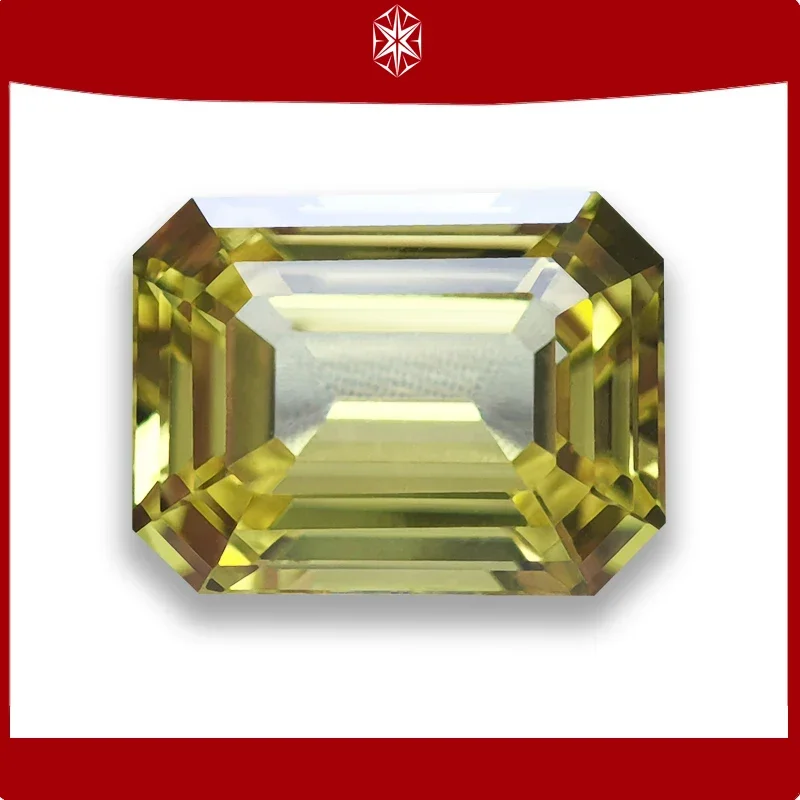 

Lab Grown Sapphire Emerald Cut Yellow Color Gemstone for Charms DIY Ring Necklace Earrings Materials Selectable AGL Certificate