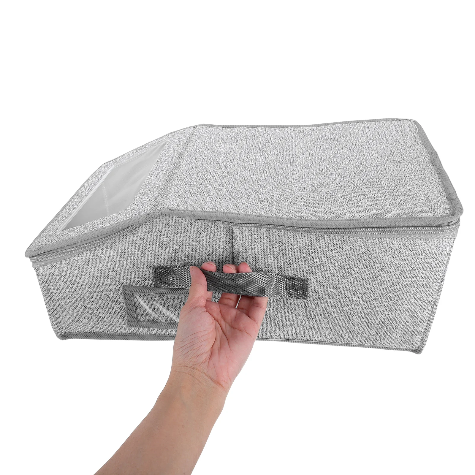 

Multifunctional Organizer Box Foldable Storage Container With Zipper Closure Transparent Window Cap Holder For Closet Travel