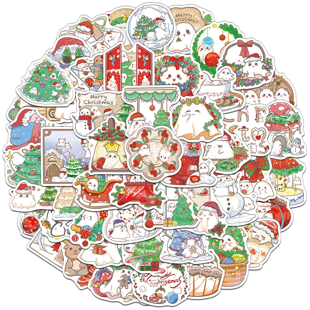 10/30/50 stücke Nette Cartoon Weihnachten Geist Aufkleber Kawaii Kreative Aufkleber Gepäck Telefon Skateboard Fahrrad Graffiti Aufkleber Verpackung