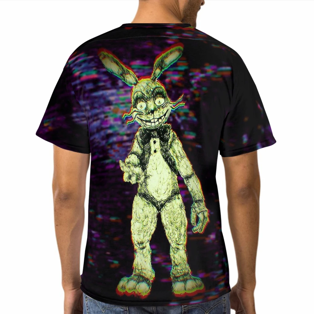 Polyester TShirt for Men FNAF Horror Game GlitchBoi Humor Casual Thin T Shirt High Quality Trendy