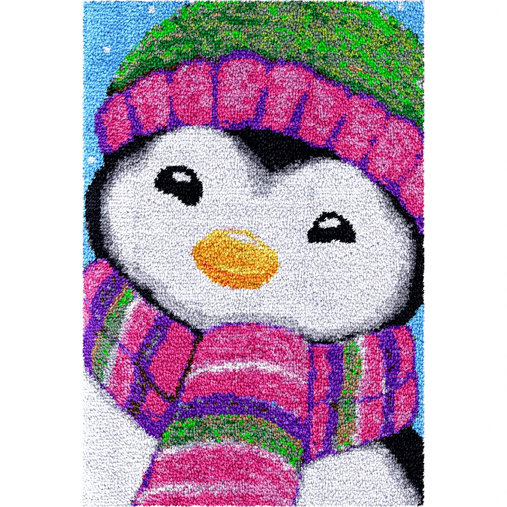 

Home Christmas decor Latch hook rug kits Diy Handmade Carpet embroidery with printed pattern Snowman Creative Craft for adult