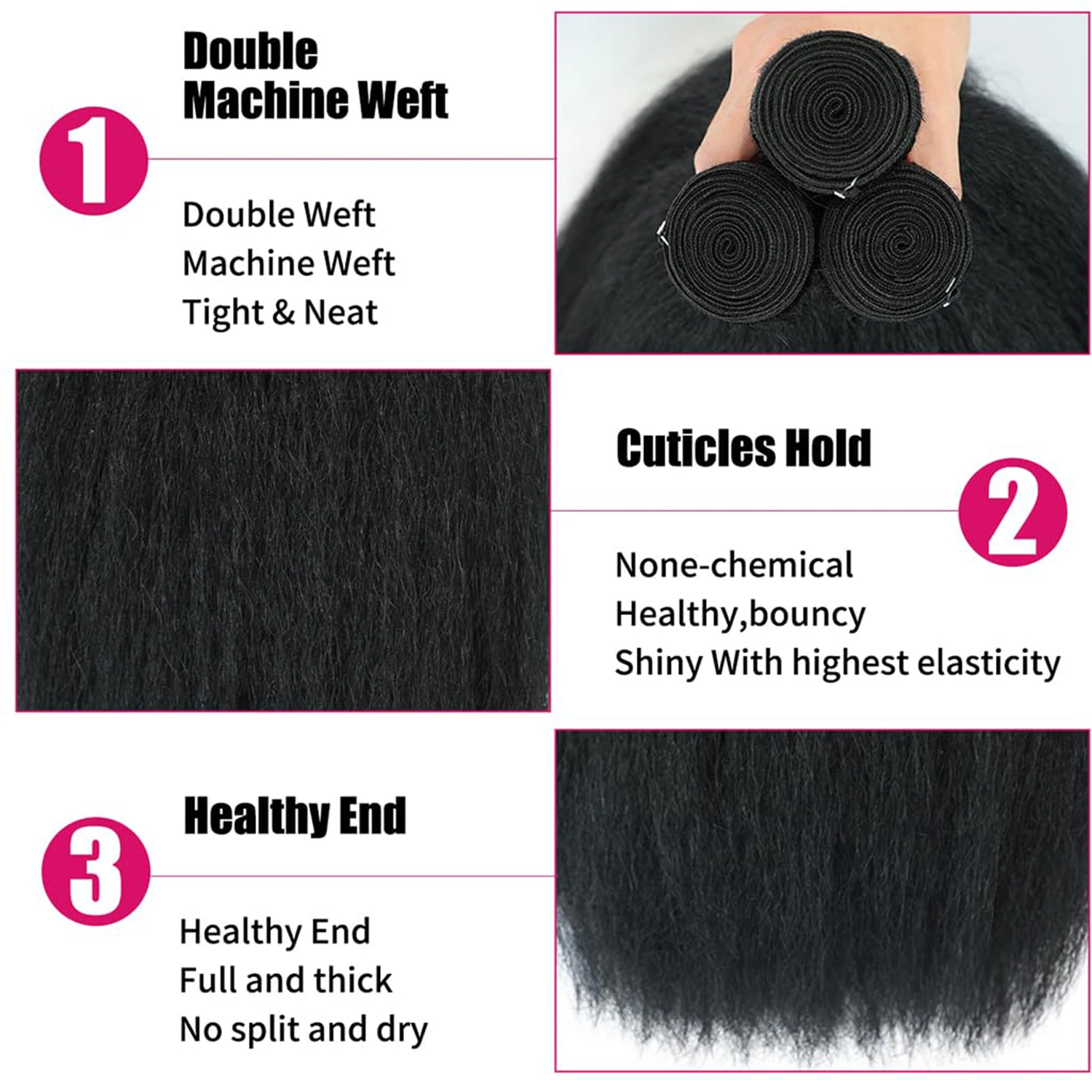 14/16/18/22 inch Kinky Straight Bundles Yaki StraightFor Black Women Natural Black Color synthetic