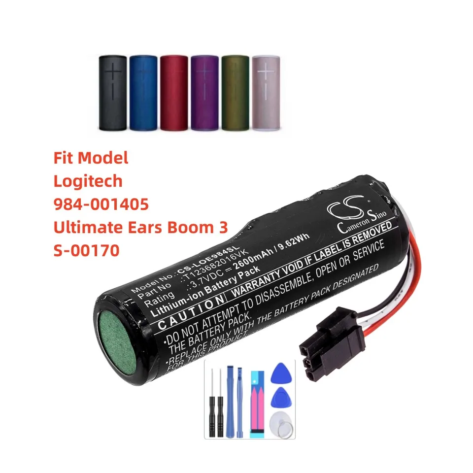 

Speaker Battery For Logitech:984-001405,Ultimate Ears Boom 3,S-00170,T123682016VK,--2600mAh / 9.62Wh--Li-ion--3.70V