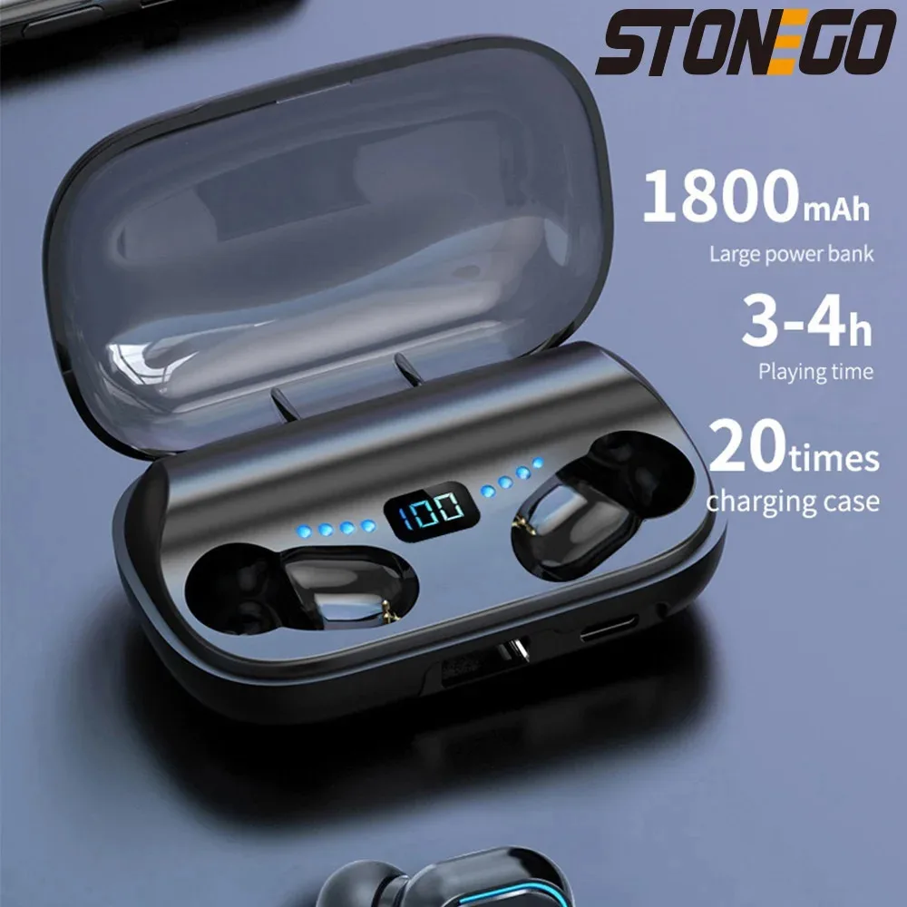 TWS Bluetooth 5.0 True Wireless Stereo Earbuds, Noise-Cancelling, Touch Control, Digital Display, Sports Earphones