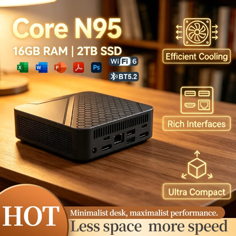 インテルn95小型デスクトップpc-16gb-ddr4-nvme-ssd-トリプル4k画面-wifi6-静音冷却-オフィス・ホーム向け超高速プロコンピューター