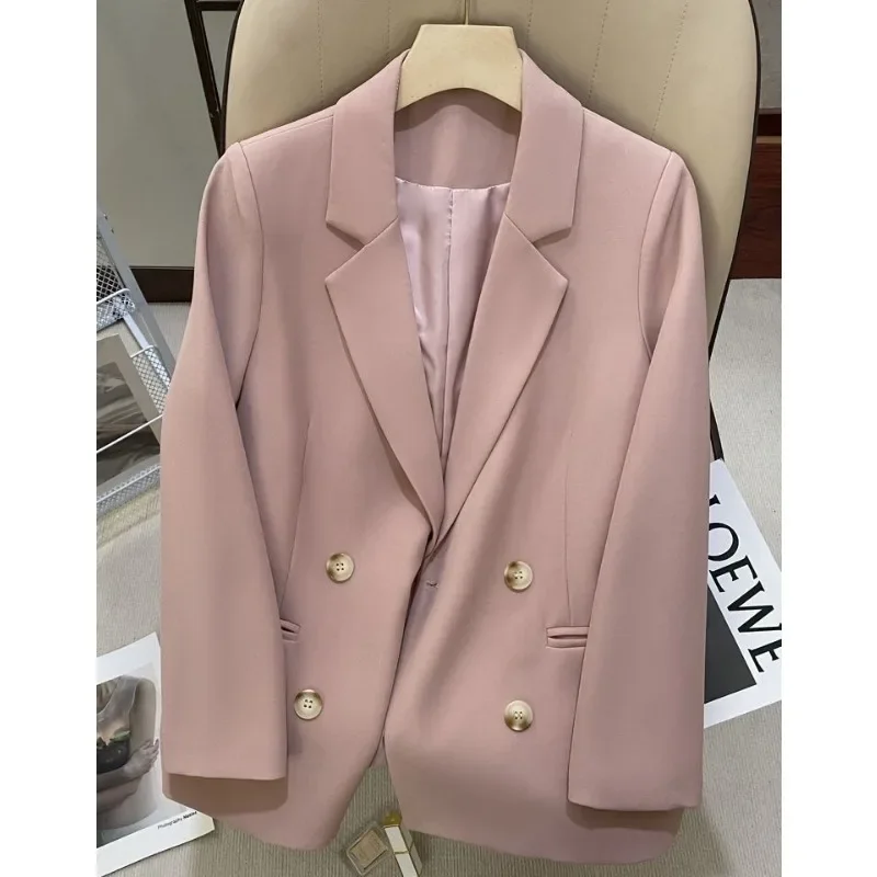 Literary Retro Double Breasted Suit Jacket Loose Coat Autumn New Suit