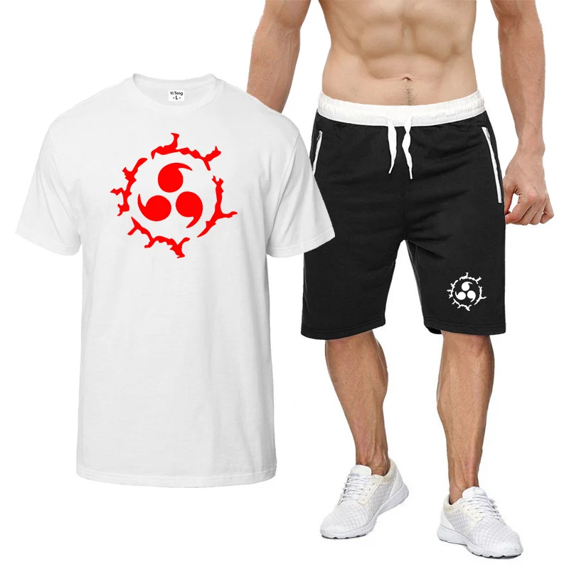 Men's Sharingan Uchiha Sasuke Itachi Logo Print 2026 NARUTO Summer Lightweight Quick-dry Fitness T-shirt Short Pants Suits