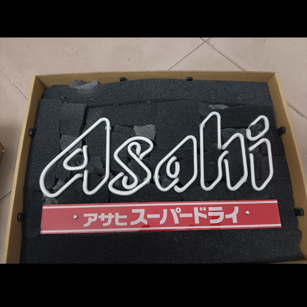 Imagem -02 - Asahi Lâmpada de Sinal de Néon Japão Cerveja Personalizado Artesanal Tubo Vidro Real Festa Bar Ktv Loja Empresa Anunciar Decoração Luz Exibição 17x14