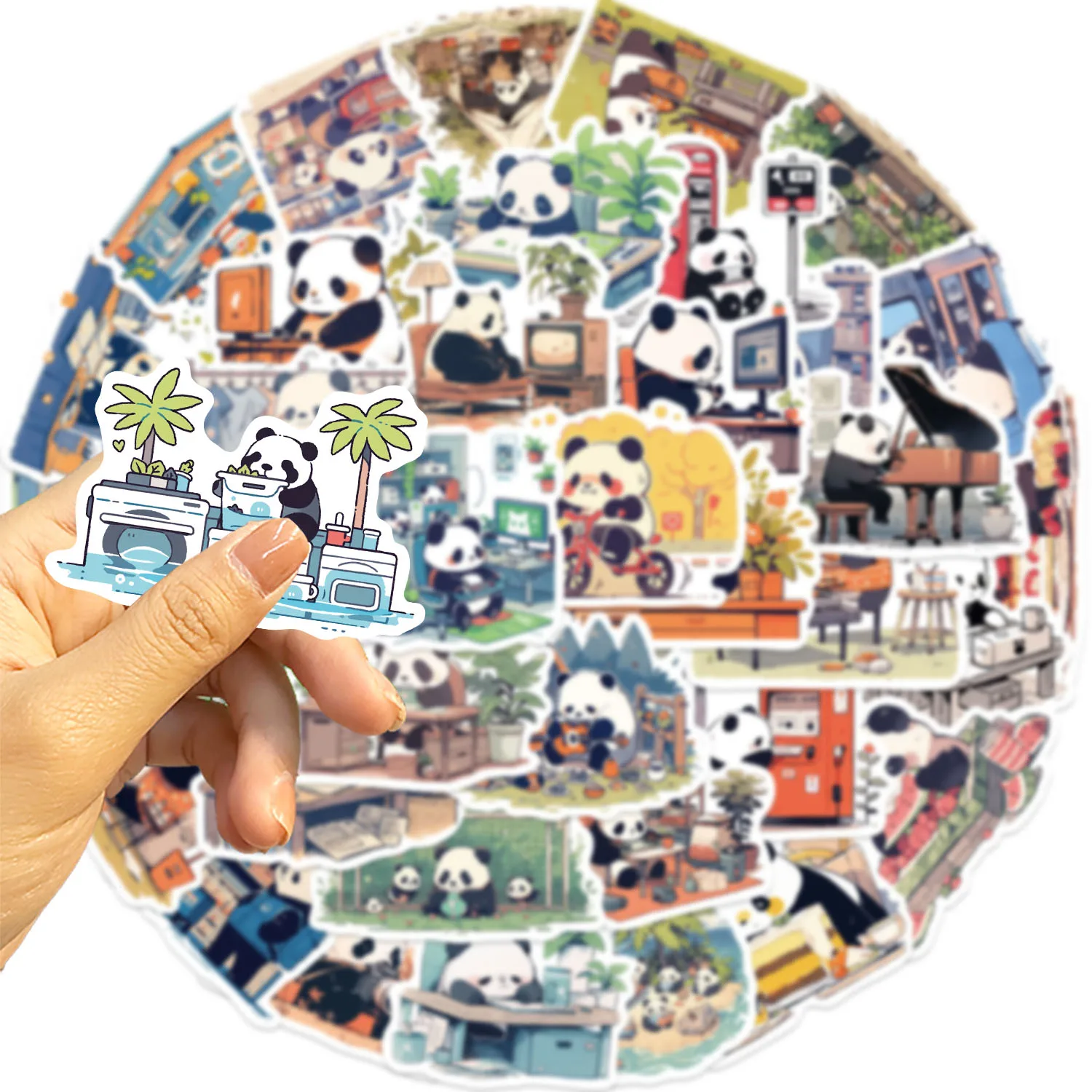 50pcs Panda's Daily Stickers suitablefor Notebook computer Luggage  Refrigerator skate boards phone cases sticker