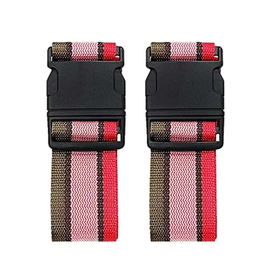 2 Pack Luggage Straps, Bright Colors Adjustable Suitcase Belts with Quick Release Buckle