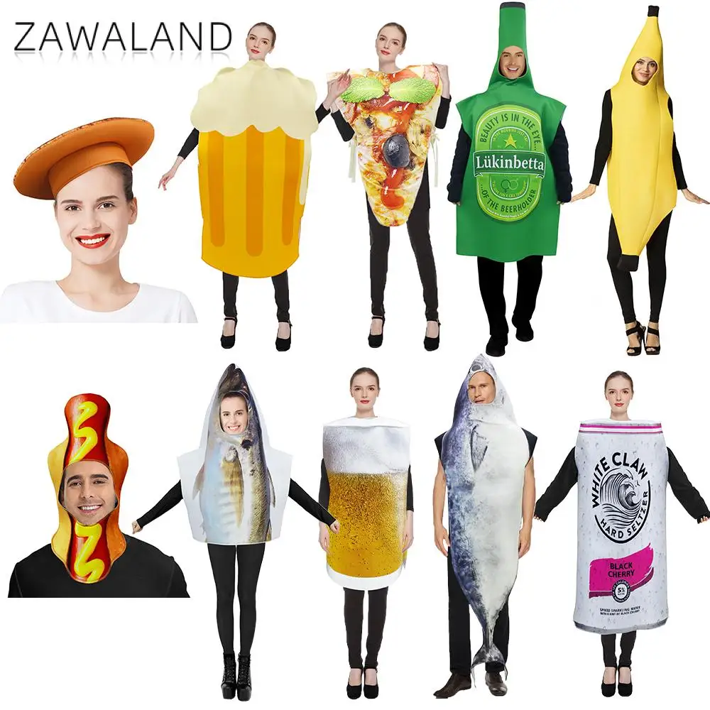

Zawaland Забавный тематический костюм для еды, напитков, пива, пиццы, платье-банан, хот-дог, напиток, вечерние маскировки, новинка для косплея, наряд