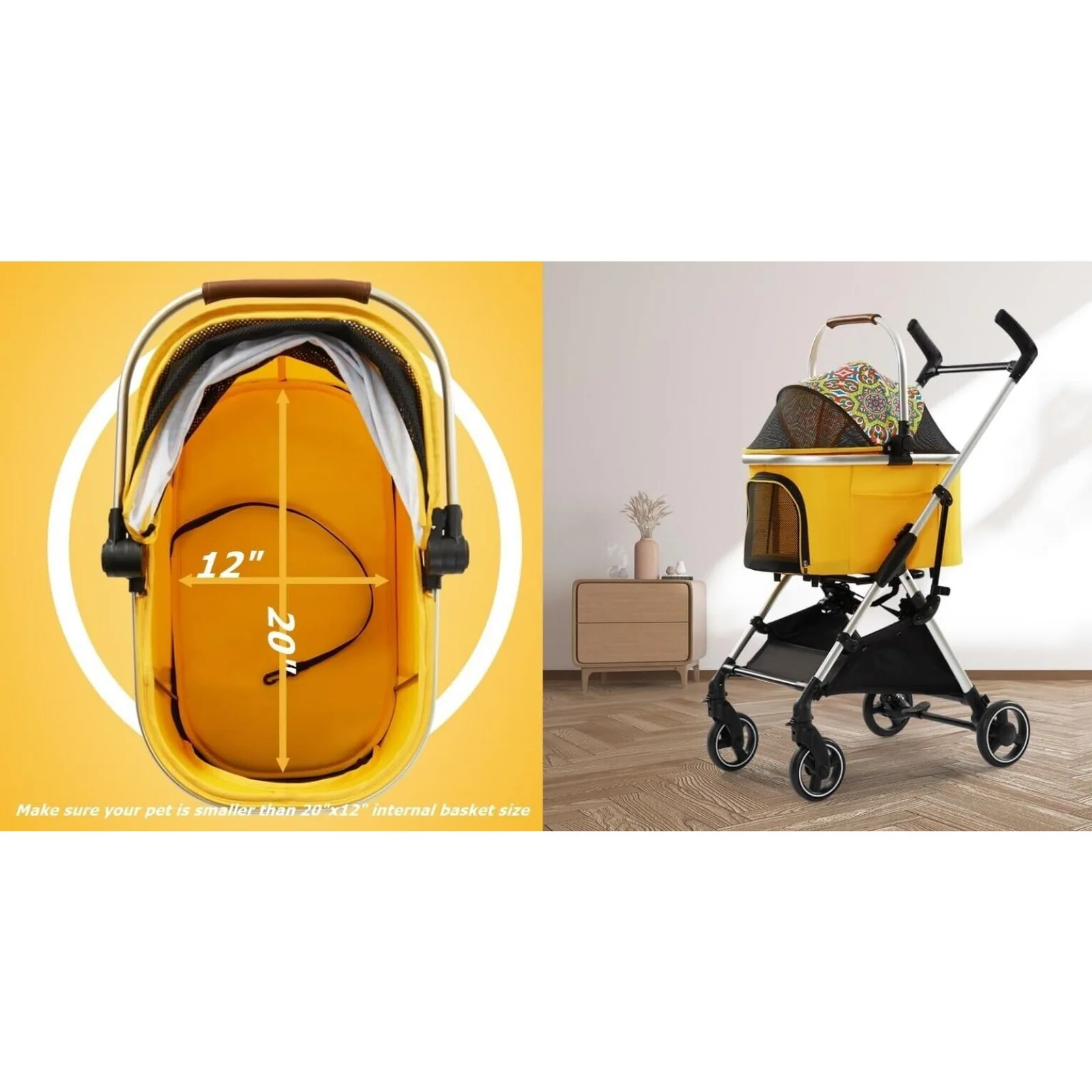 US Multifunctional Foldable Pet Stroller, US Advanced 3-in-1, Suitable for Dogs and Cats, Shoulder Straps