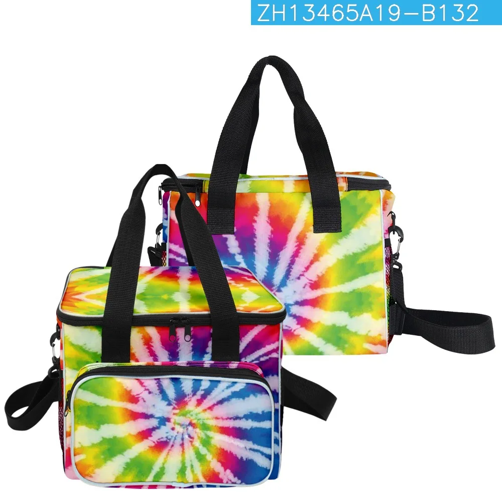 Classic Popular Cool picnic Crossbody Tie-dye Colorful More Big Lunch Bag 3D Print Thermal insulation Food Handbags Ice Bags