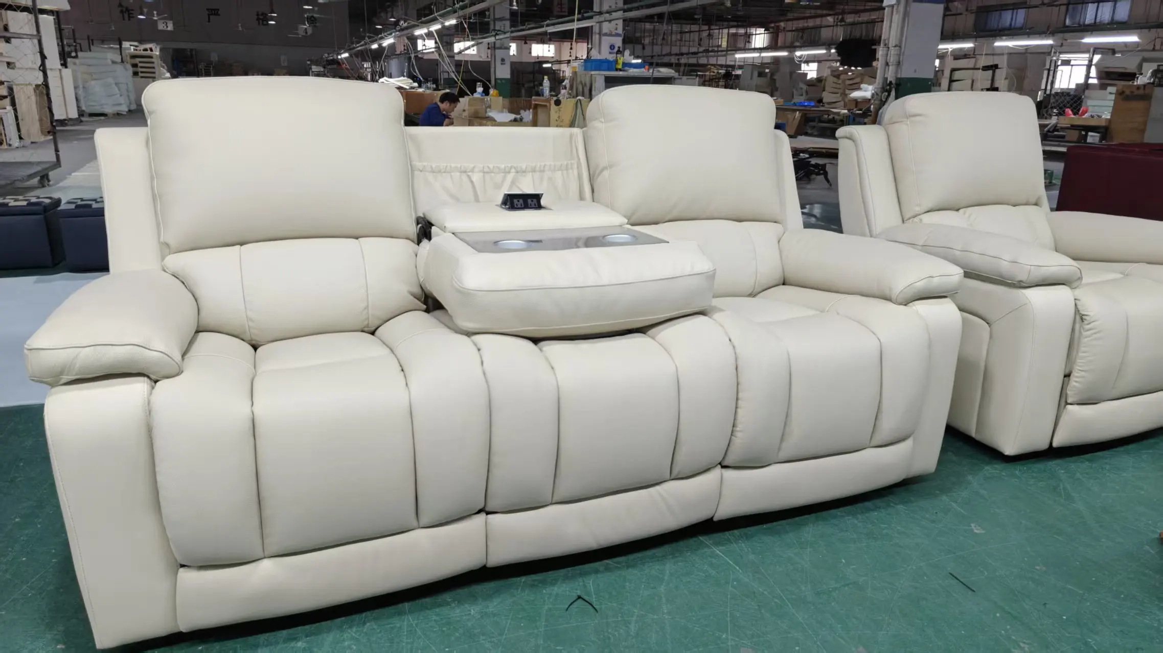 #Modern Living Room Luxury Italian Leather Electric Power Reclining Sofa Set Furniture 3 2 1 White