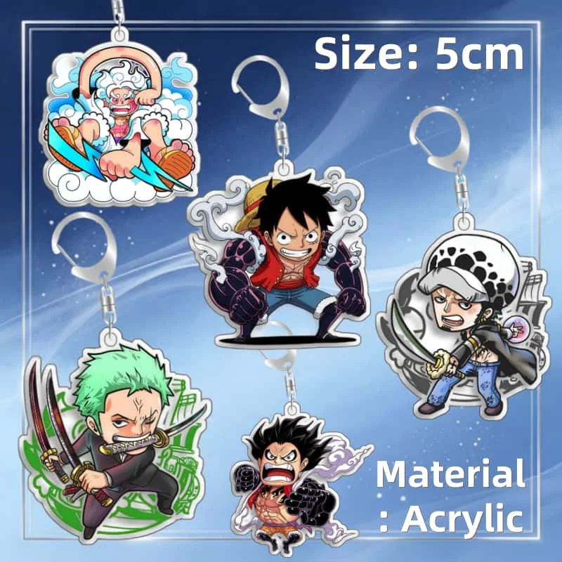 Porte-clés One Piece Monkey D. Luffy Roronoa Zoro Buggy en acrylique, pendentif de sac à dos, décoration, collection, cadeau pour fans, 5 cm