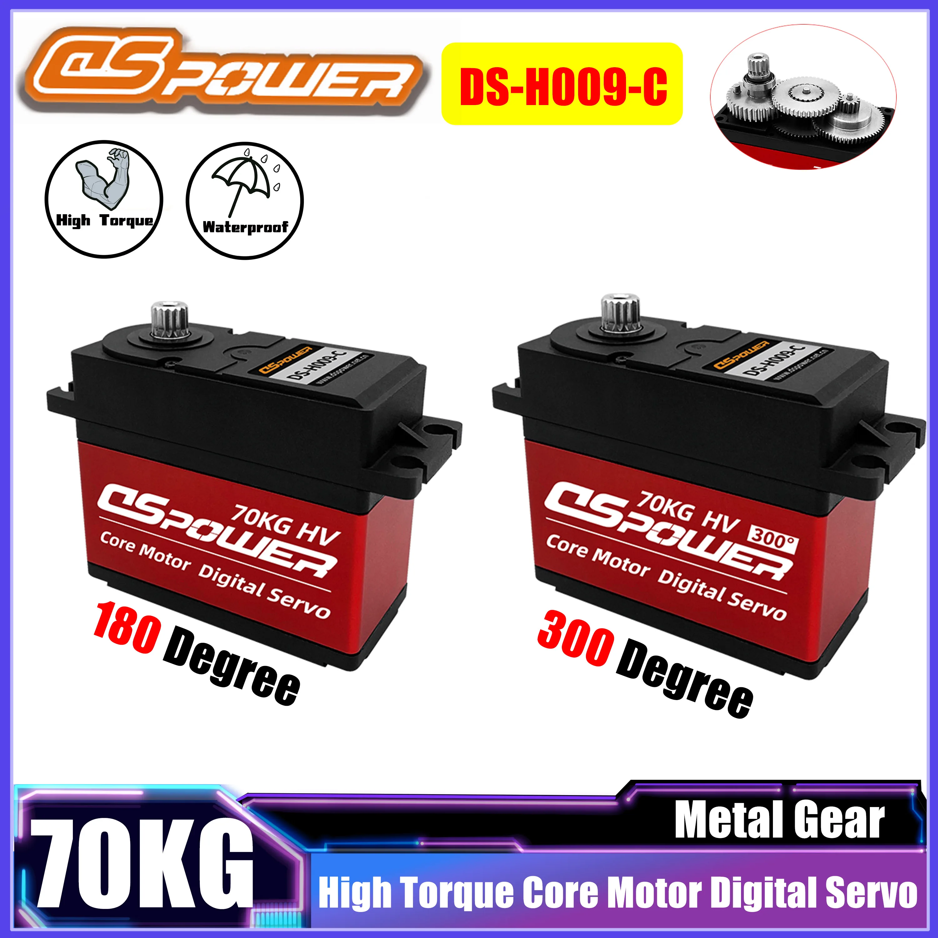 

DSpower 70 кг водонепроницаемый серводвигатель с сервоприводом, металлическая шестерня с высоким крутящим моментом для радиоуправляемого автомобиля, гусеничного робота TRX Axial Redcat, обновленные детали