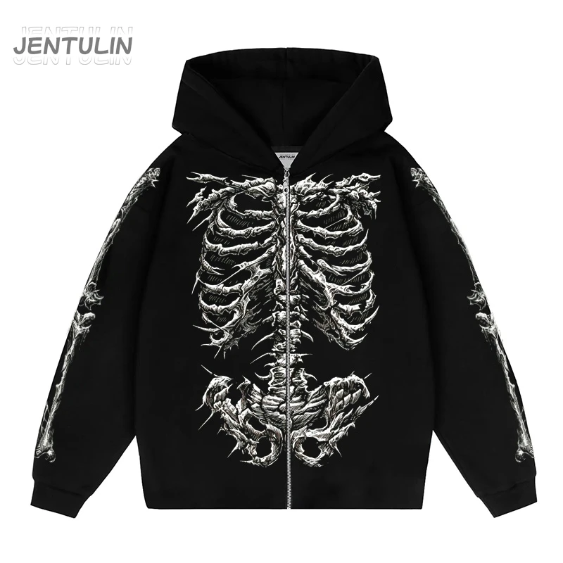 New Halloween Town Ghost Graphic Zip Up Hoodie & T-Shirt Unisex Pumpkin Bat Tombstone Print Gothic Grunge Streetwear Outerwear